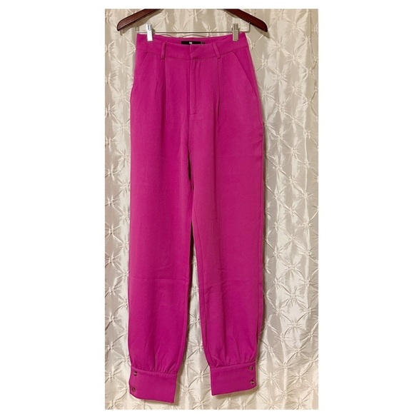 ASOS Heartbreak Barbie Pink Button Cuff Tailored Trousers Barbiecore Pants - Picture 3 of 14